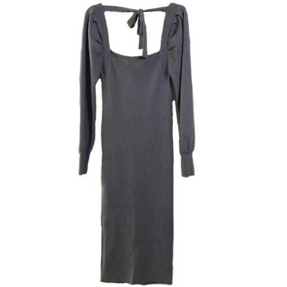 House of Harlow 1960 Dune Blue Rib Knit Sweater Dress Womens Size Medium NEW - Picture 5 of 11